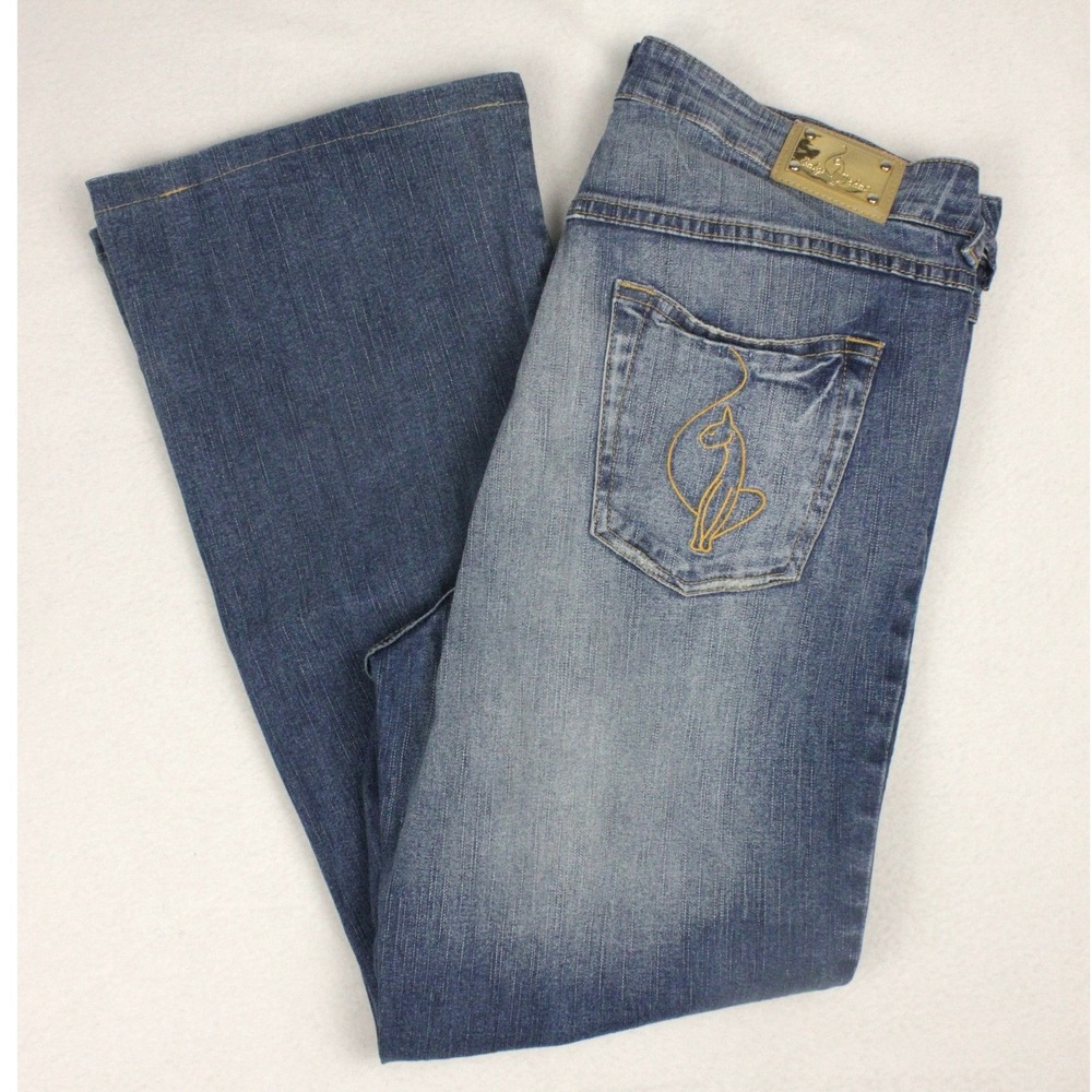 Baby Phat Womens 14‎ Straight Leg Jeans Y2K Hip Hop Stretch Denim Medium Wash